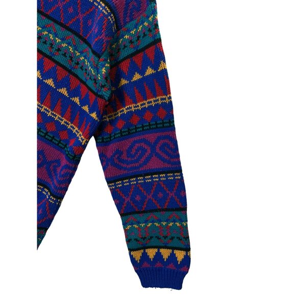 Vintage Coogi Style Geometric Memphis 80s Hip Hop Womens Alfred Dunner Sweater - Picture 6 of 7